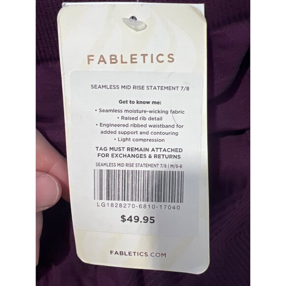 Fabletics Seamless Mid Rise Statement 7/8 Leggings Size Medium Purple Active NEW - Picture 6 of 9